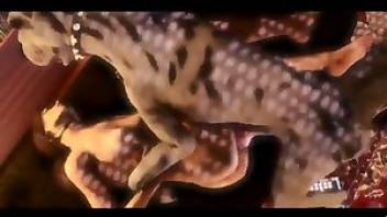 Porno animal video with Lara Croft