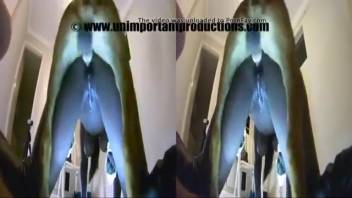 Stylish babe screwing a canine in doggy position