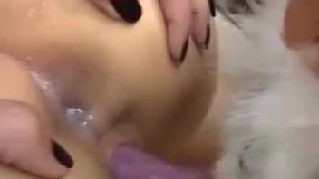 Blonde banged in a dog sex video