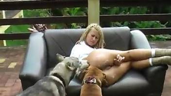 Dog porn featuring a blonde Latina. Free bestiality and animal porn