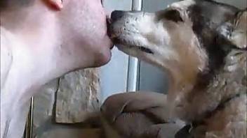 Guy and his trained dog have bestiality sex